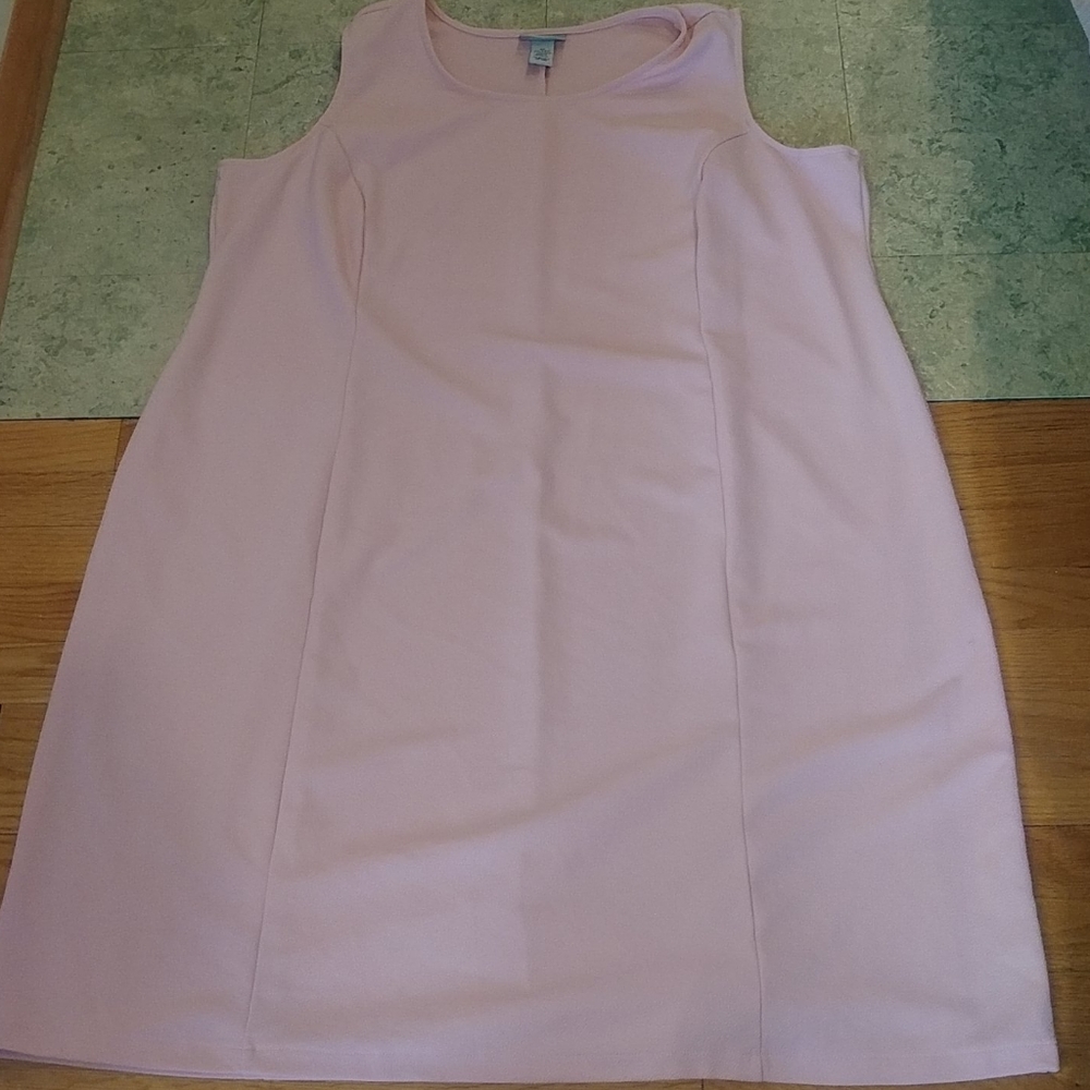 Catherines 3X Gauzy Pink Tank Dress